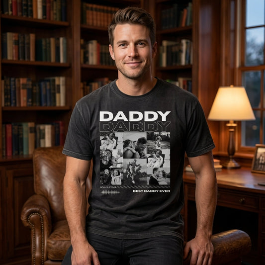 Personalized Daddy Photo Shirt, Custom Picture Collage Tee with Kids Names, Best Daddy Ever Family T Shirt, Father's Day Apparel for Dad