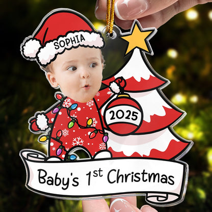 Baby First Christmas Ornament Personalized, Custom Face, Name & Year Xmas Tree Decoration 2025