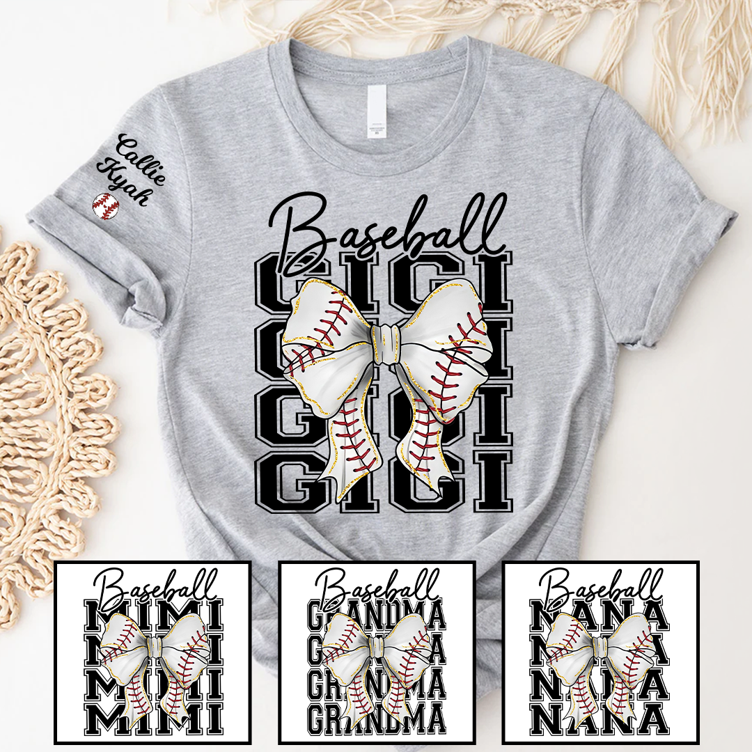 Baseball Gigi Nana Grandma Game Day, Personalized Grandma and Grandkids T-shirt