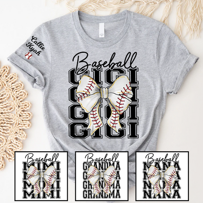 Baseball Gigi Nana Grandma Game Day, Personalized Grandma and Grandkids T-shirt