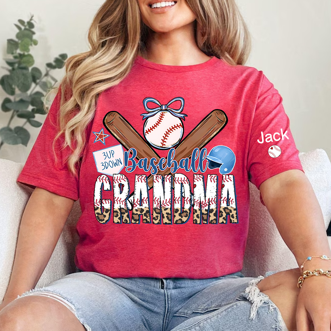 Baseball Bow Game Day Mimi Nana Grandma and Grandkids Sports T-shirt