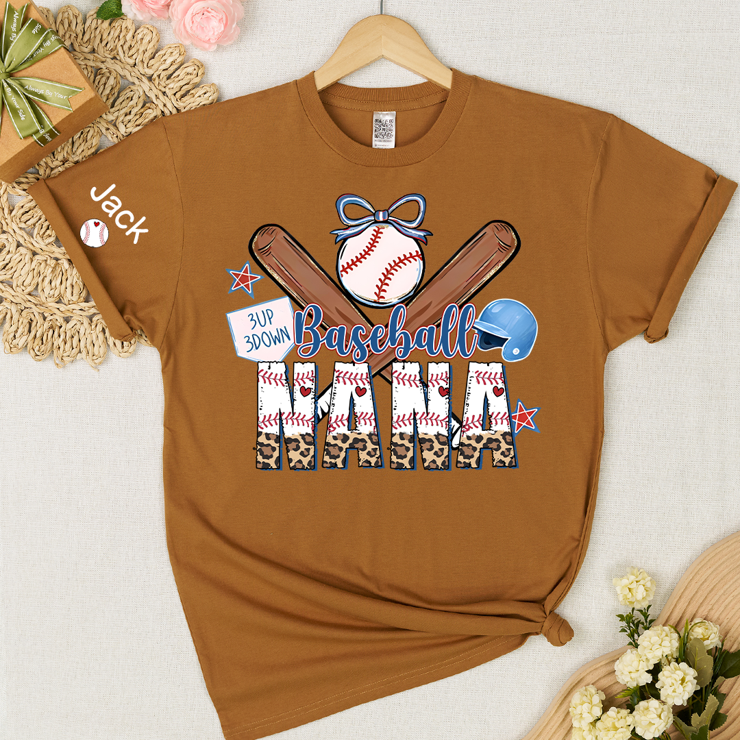 Baseball Bow Game Day Mimi Nana Grandma and Grandkids Sports T-shirt