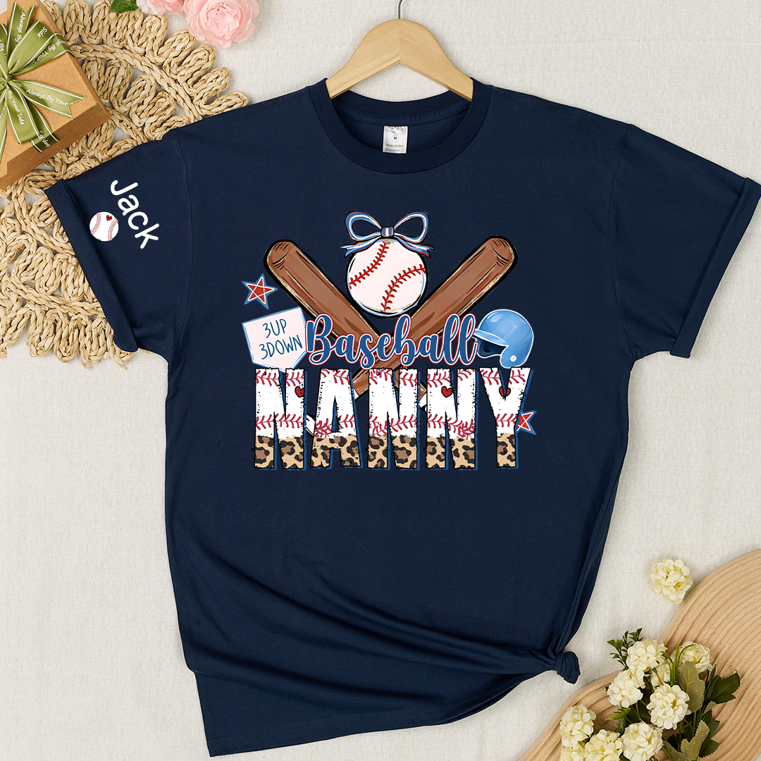 Baseball Bow Game Day Mimi Nana Grandma and Grandkids Sports T-shirt