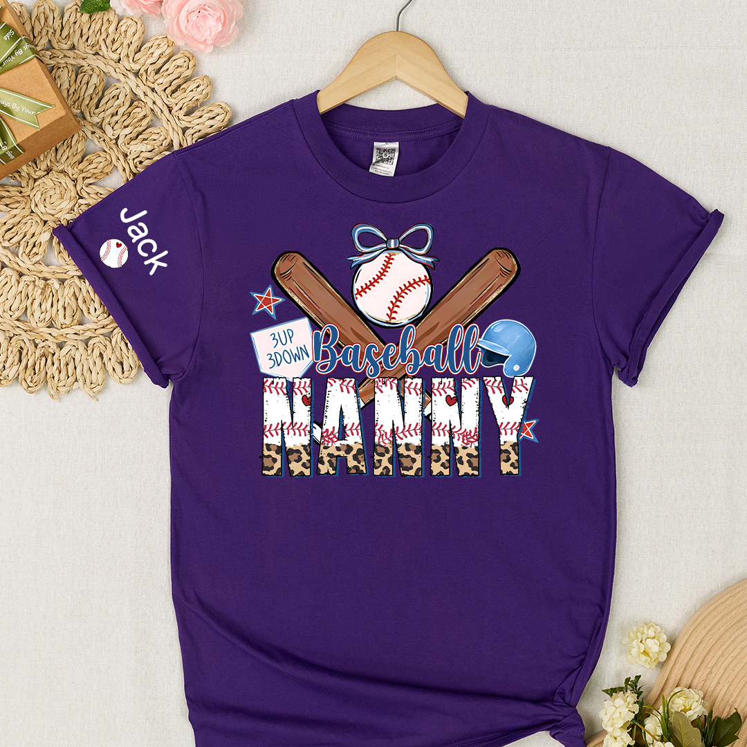 Baseball Bow Game Day Mimi Nana Grandma and Grandkids Sports T-shirt