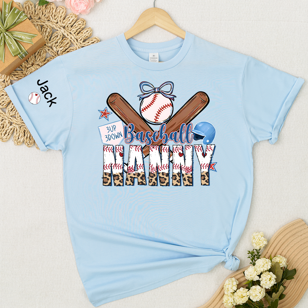 Baseball Bow Game Day Mimi Nana Grandma and Grandkids Sports T-shirt