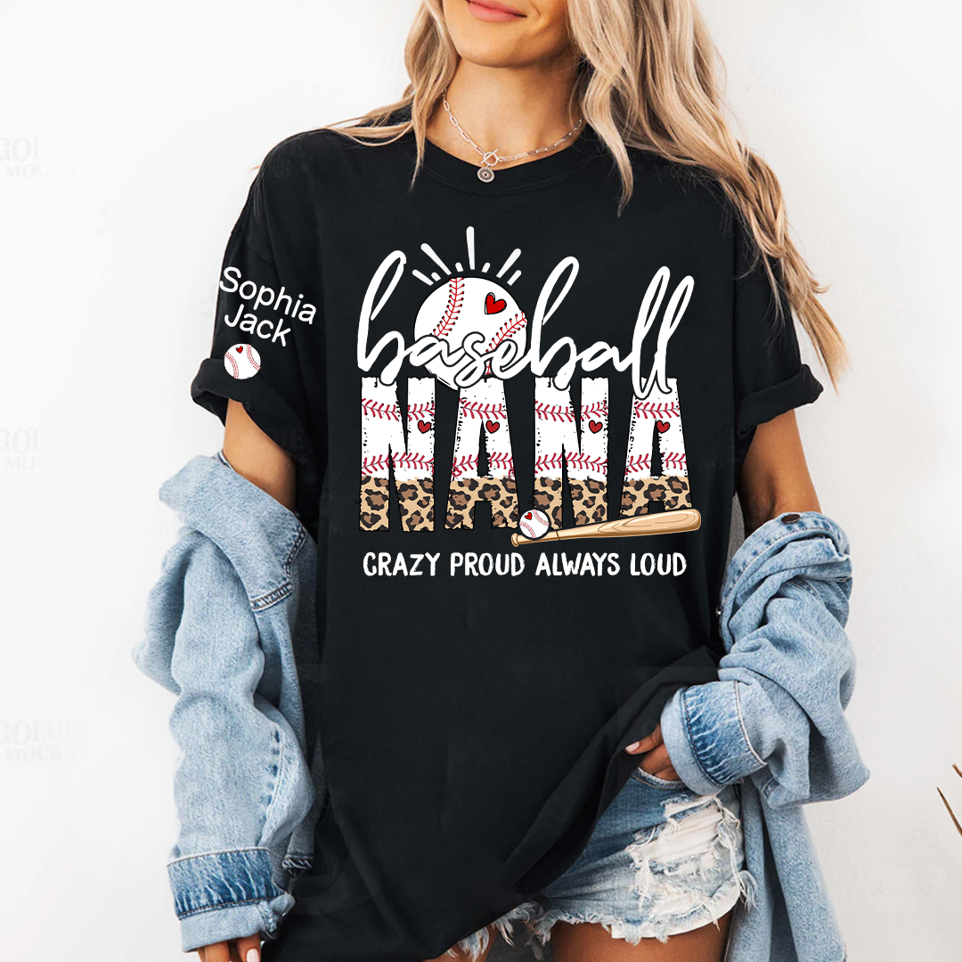 Baseball Game Day Mimi Nana Grandma and Grandkids T-shirt