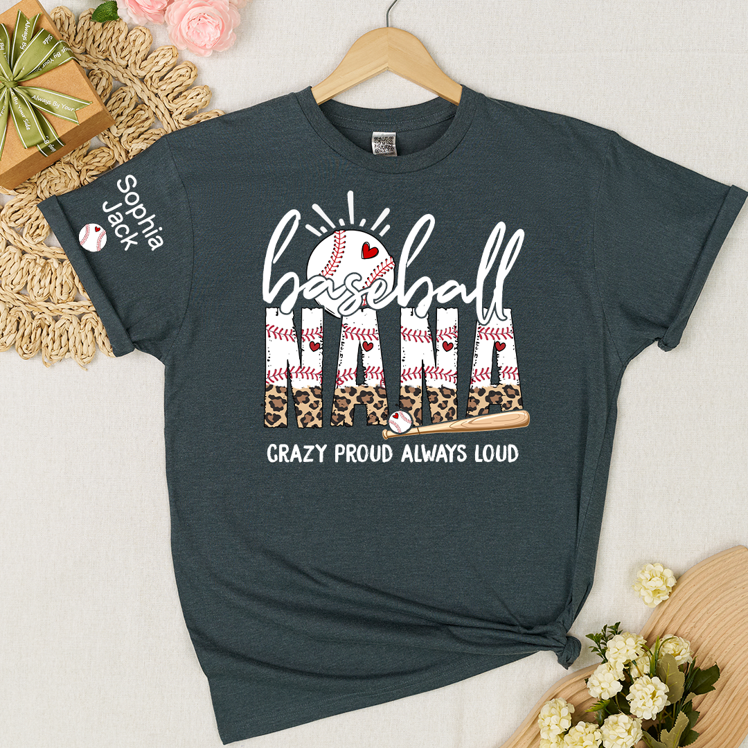 Baseball Game Day Mimi Nana Grandma and Grandkids T-shirt