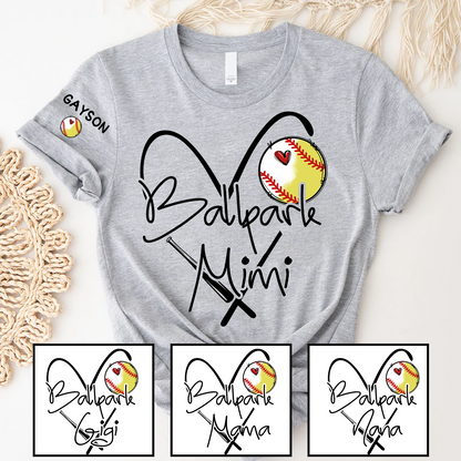 Baseball Softball Ballpark Mimi Game Day, Personalized Grandma and Grandkids T-shirt