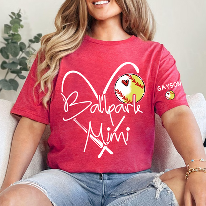Baseball Softball Ballpark Mimi Game Day, Personalized Grandma and Grandkids T-shirt
