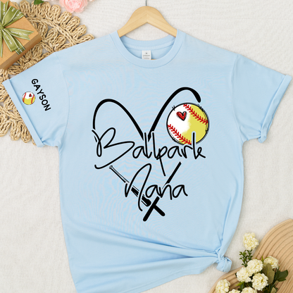 Baseball Softball Ballpark Mimi Game Day, Personalized Grandma and Grandkids T-shirt