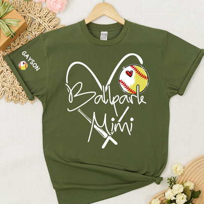 Baseball Softball Ballpark Mimi Game Day, Personalized Grandma and Grandkids T-shirt