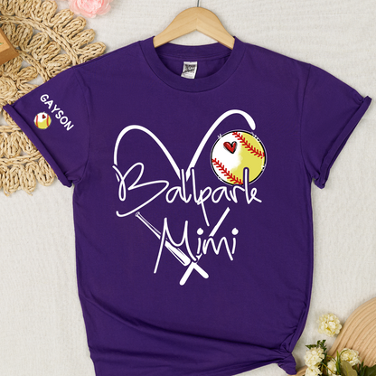 Baseball Softball Ballpark Mimi Game Day, Personalized Grandma and Grandkids T-shirt