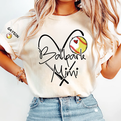 Baseball Softball Ballpark Mimi Game Day, Personalized Grandma and Grandkids T-shirt