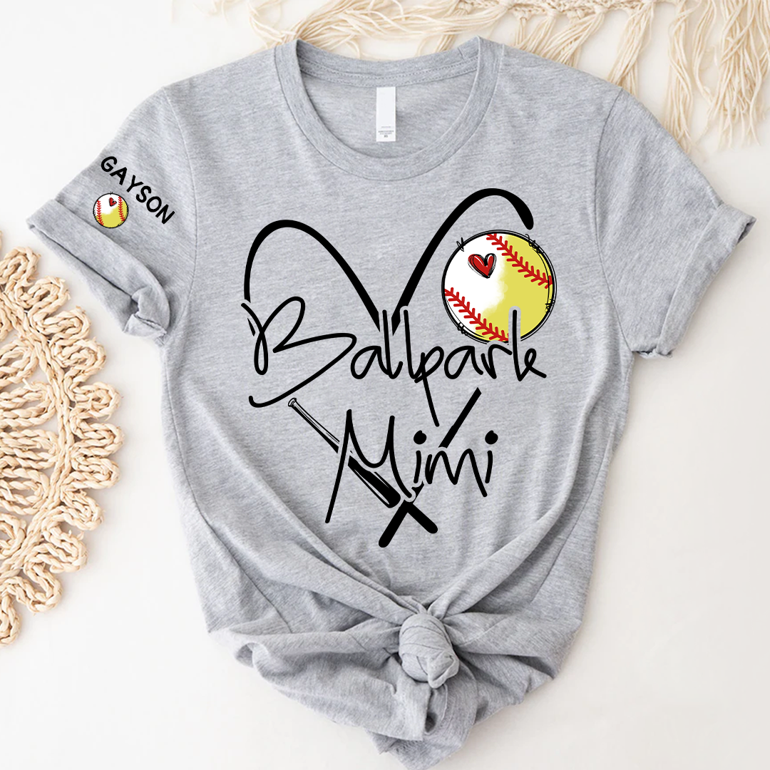 Baseball Softball Ballpark Mimi Game Day, Personalized Grandma and Grandkids T-shirt