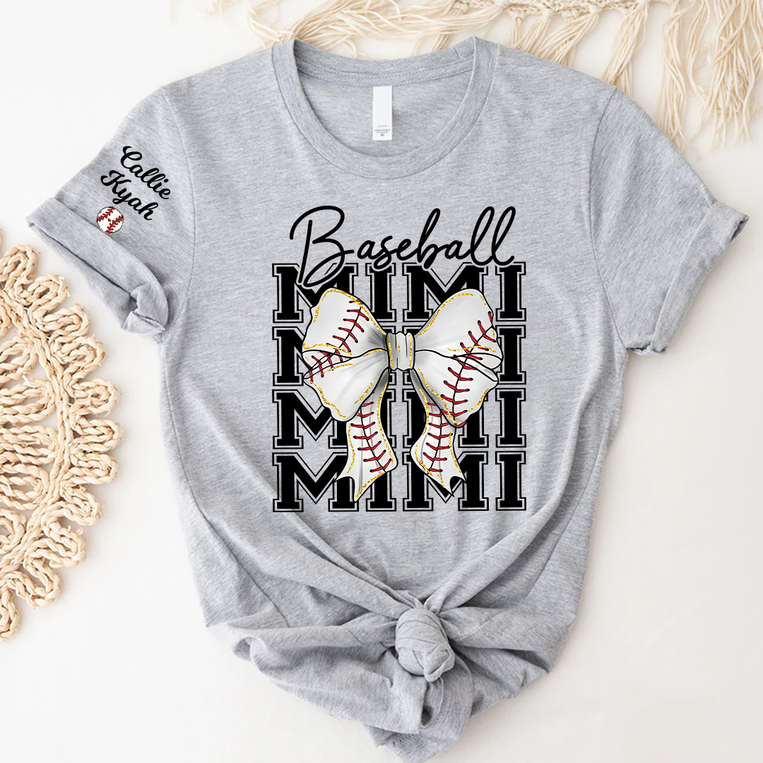 Baseball Gigi Nana Grandma Game Day, Personalized Grandma and Grandkids T-shirt