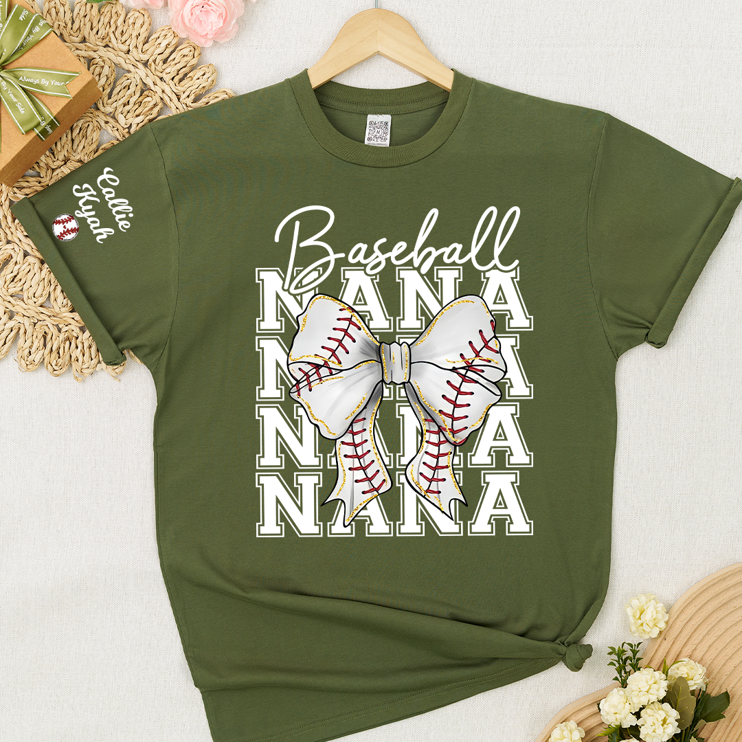 Baseball Gigi Nana Grandma Game Day, Personalized Grandma and Grandkids T-shirt