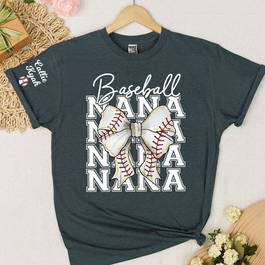 Baseball Gigi Nana Grandma Game Day, Personalized Grandma and Grandkids T-shirt