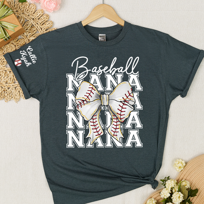 Baseball Gigi Nana Grandma Game Day, Personalized Grandma and Grandkids T-shirt