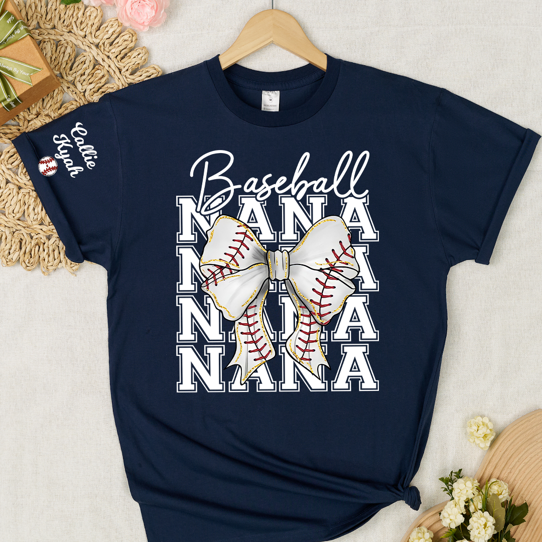 Baseball Gigi Nana Grandma Game Day, Personalized Grandma and Grandkids T-shirt
