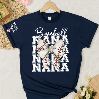Baseball Gigi Nana Grandma Game Day, Personalized Grandma and Grandkids T-shirt