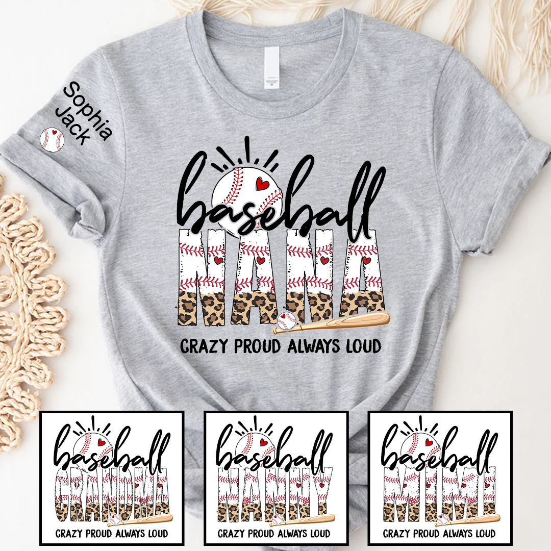 Baseball Game Day Mimi Nana Grandma and Grandkids T-shirt
