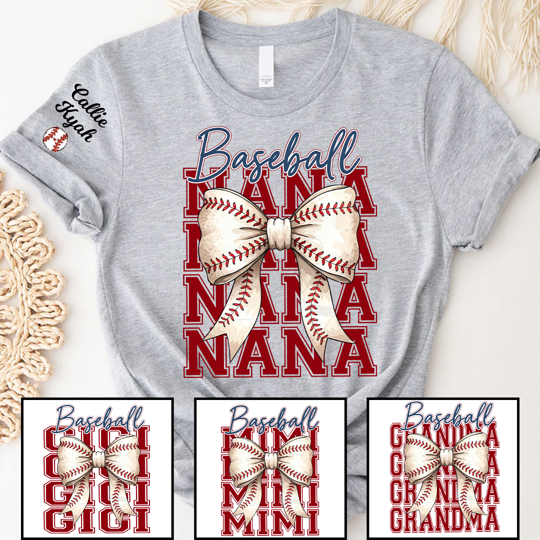 Baseball Game Day Nana Gigi Grandma and Grandkids Personalized T-shirt