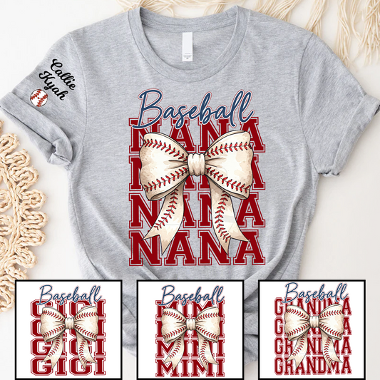 Baseball Game Day Nana Gigi Grandma and Grandkids Personalized T-shirt