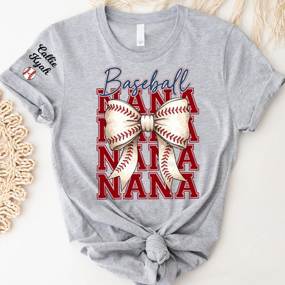 Baseball Game Day Nana Gigi Grandma and Grandkids Personalized T-shirt