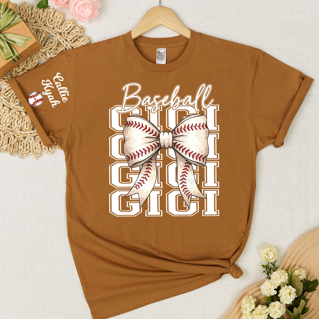 Baseball Game Day Nana Gigi Grandma and Grandkids Personalized T-shirt