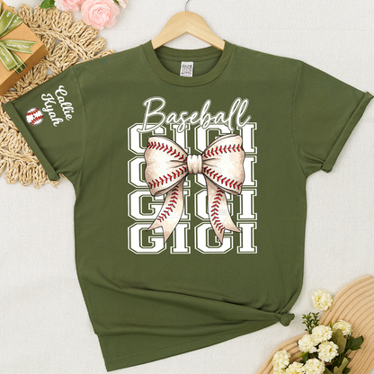 Baseball Game Day Nana Gigi Grandma and Grandkids Personalized T-shirt
