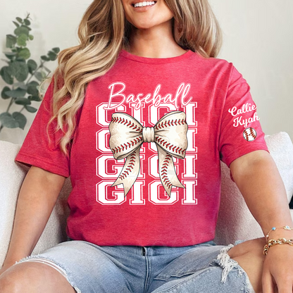 Baseball Game Day Nana Gigi Grandma and Grandkids Personalized T-shirt