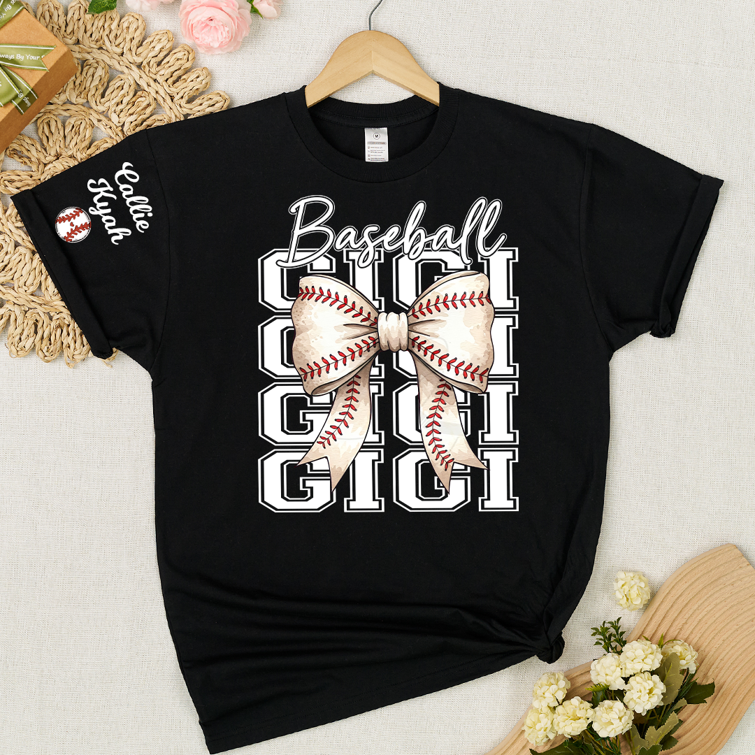 Baseball Game Day Nana Gigi Grandma and Grandkids Personalized T-shirt