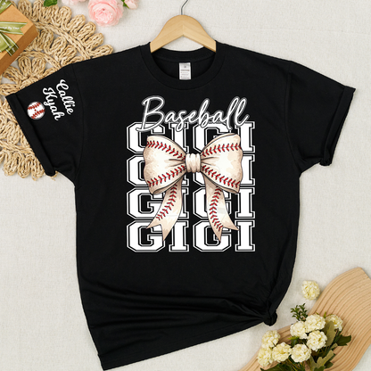 Baseball Game Day Nana Gigi Grandma and Grandkids Personalized T-shirt