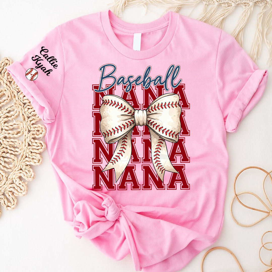 Baseball Game Day Nana Gigi Grandma and Grandkids Personalized T-shirt