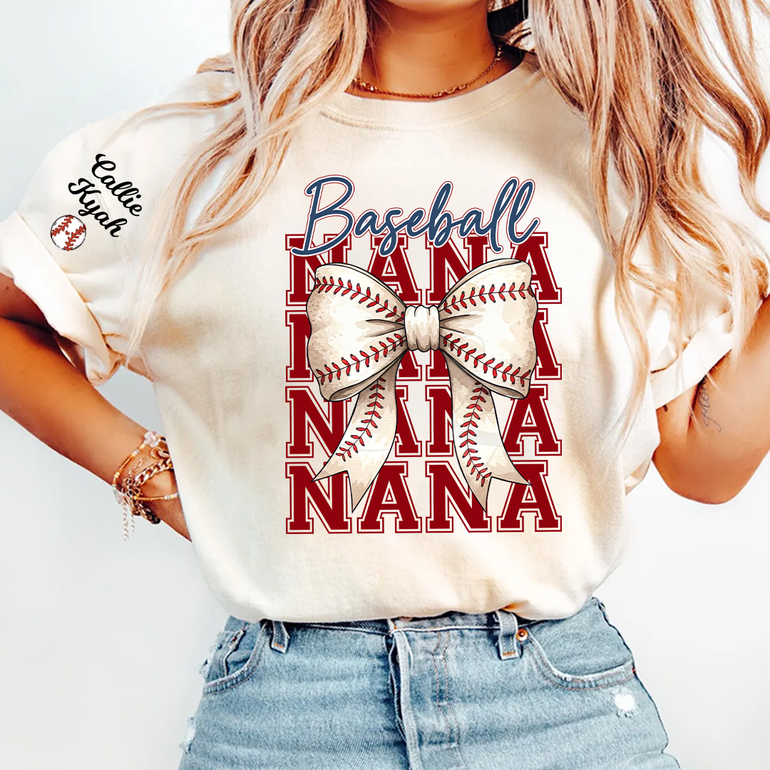 Baseball Game Day Nana Gigi Grandma and Grandkids Personalized T-shirt