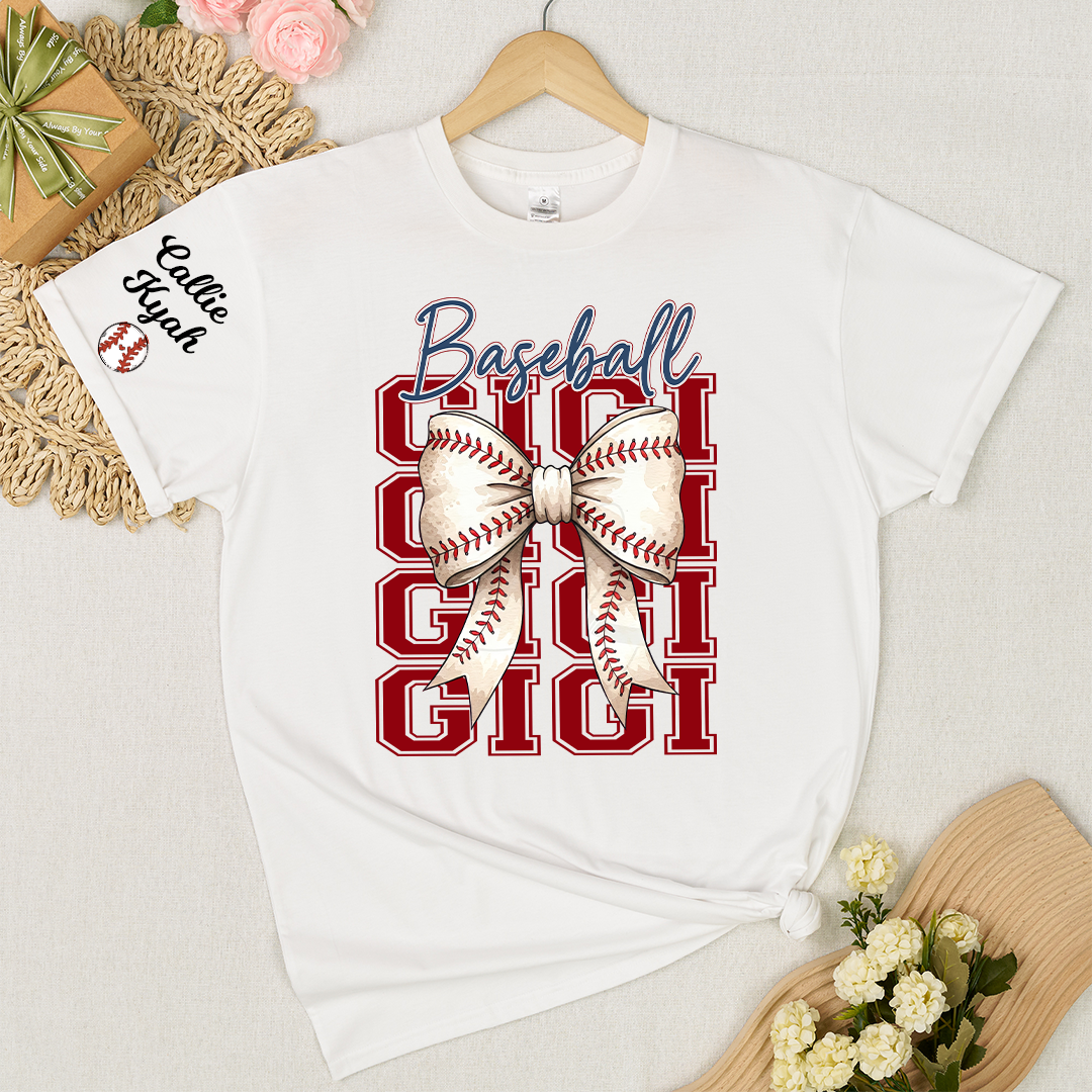 Baseball Game Day Nana Gigi Grandma and Grandkids Personalized T-shirt