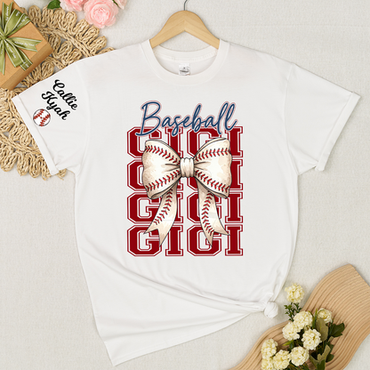 Baseball Game Day Nana Gigi Grandma and Grandkids Personalized T-shirt