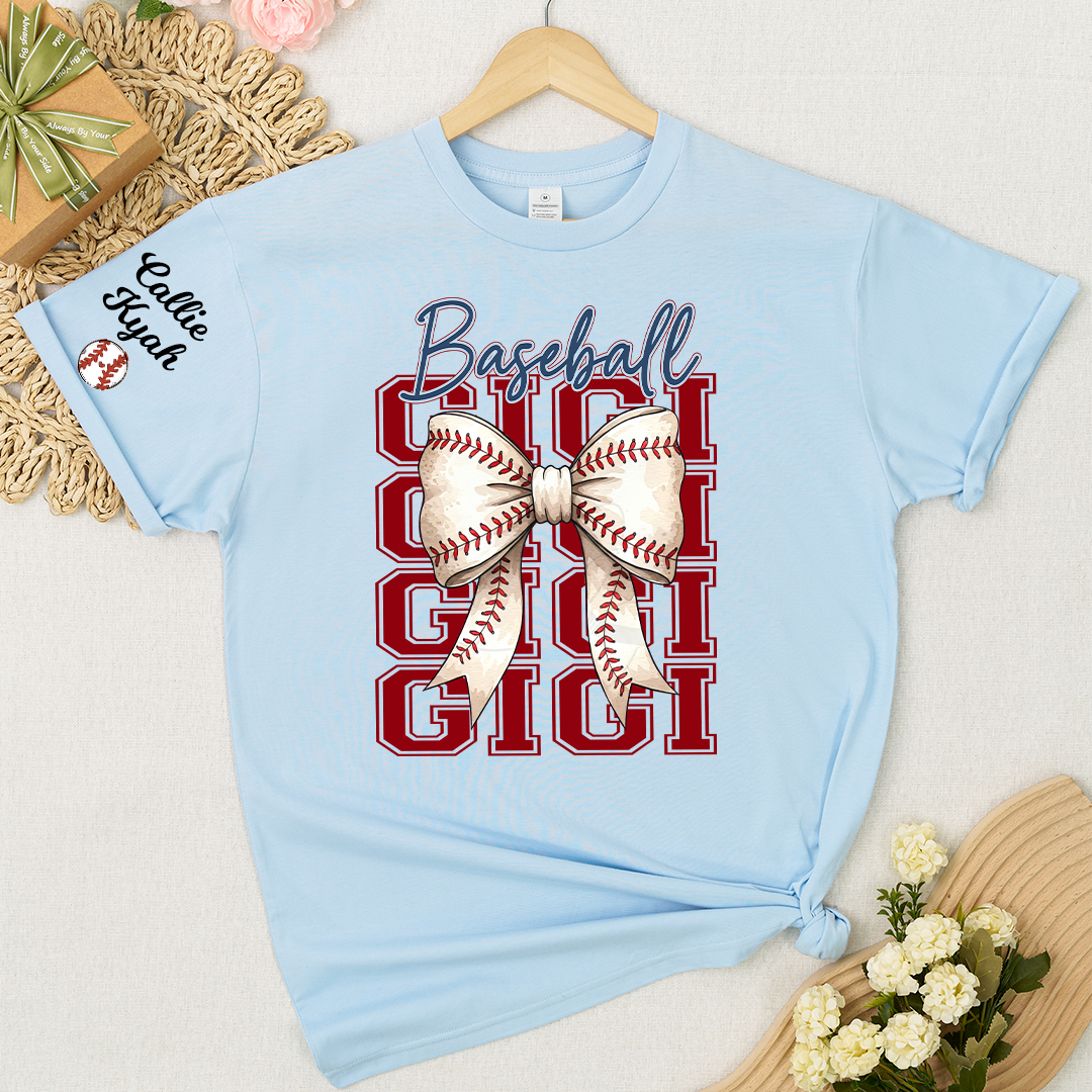 Baseball Game Day Nana Gigi Grandma and Grandkids Personalized T-shirt