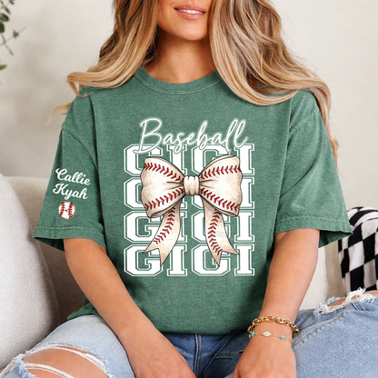 Baseball Game Day Nana Gigi Grandma and Grandkids Personalized T-shirt