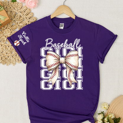 Baseball Game Day Nana Gigi Grandma and Grandkids Personalized T-shirt