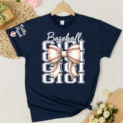 Baseball Game Day Nana Gigi Grandma and Grandkids Personalized T-shirt
