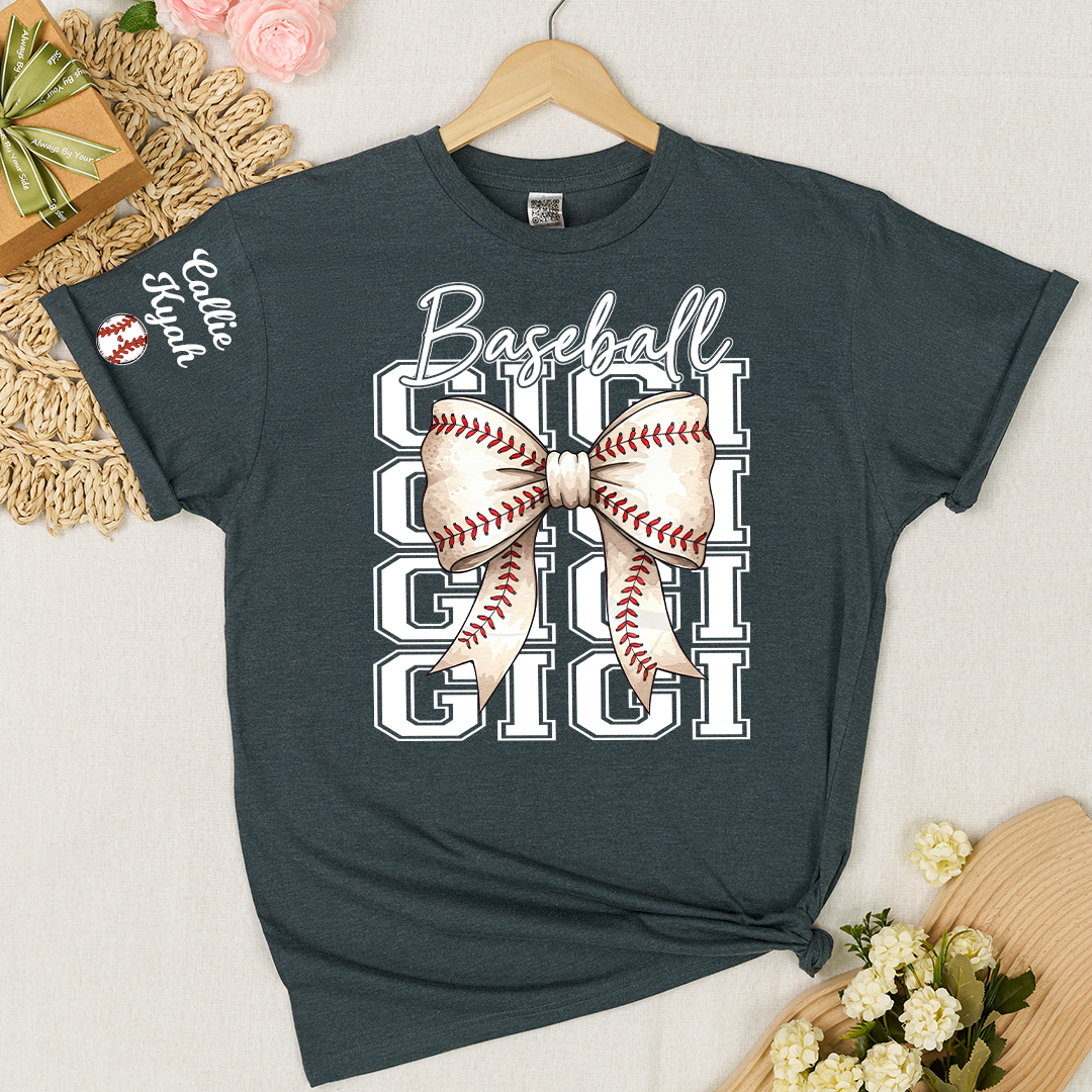 Baseball Game Day Nana Gigi Grandma and Grandkids Personalized T-shirt