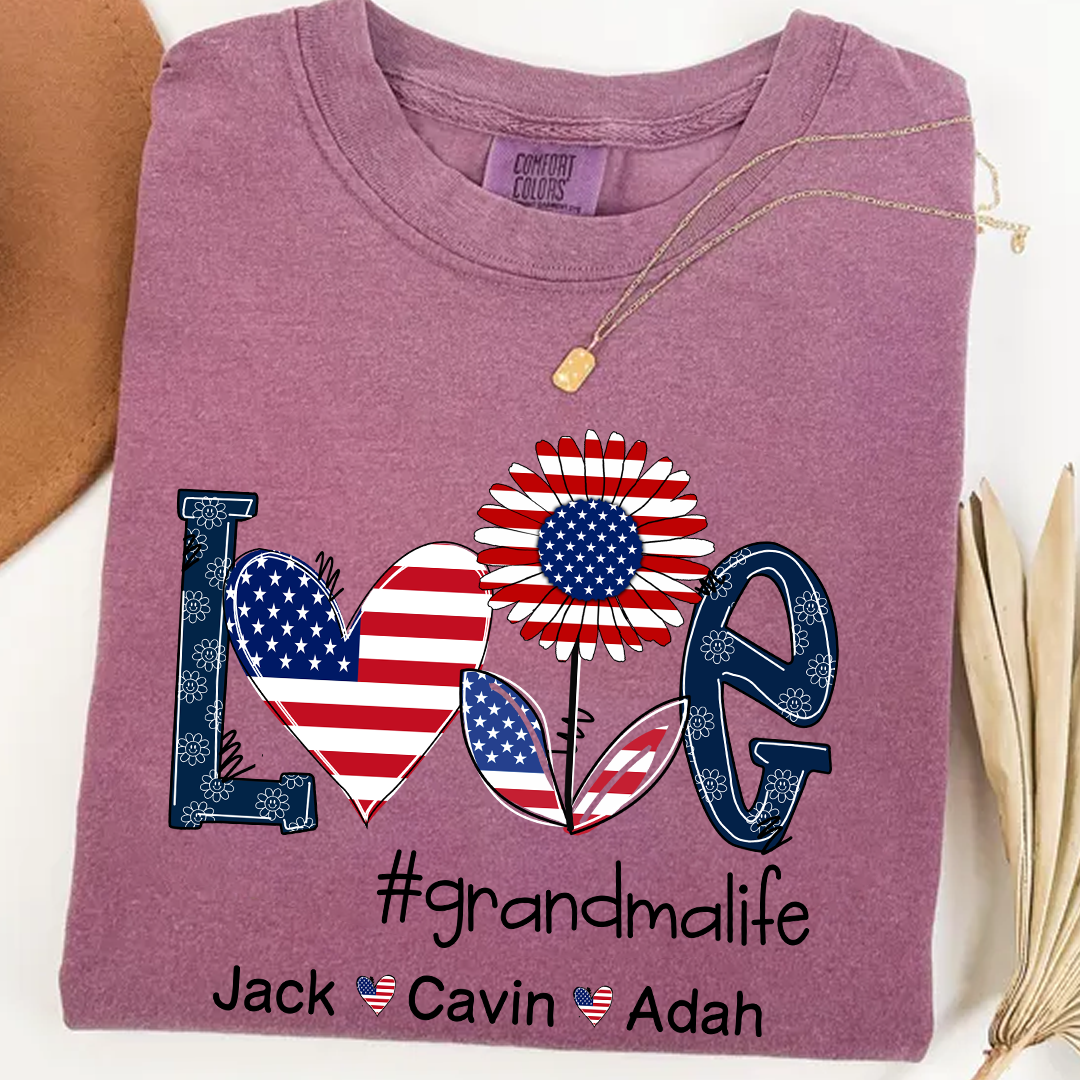 Comfort Colors® Love Grandma Life Usa, Custom Mom, Grandma With Grandkids, Gift for Grandma