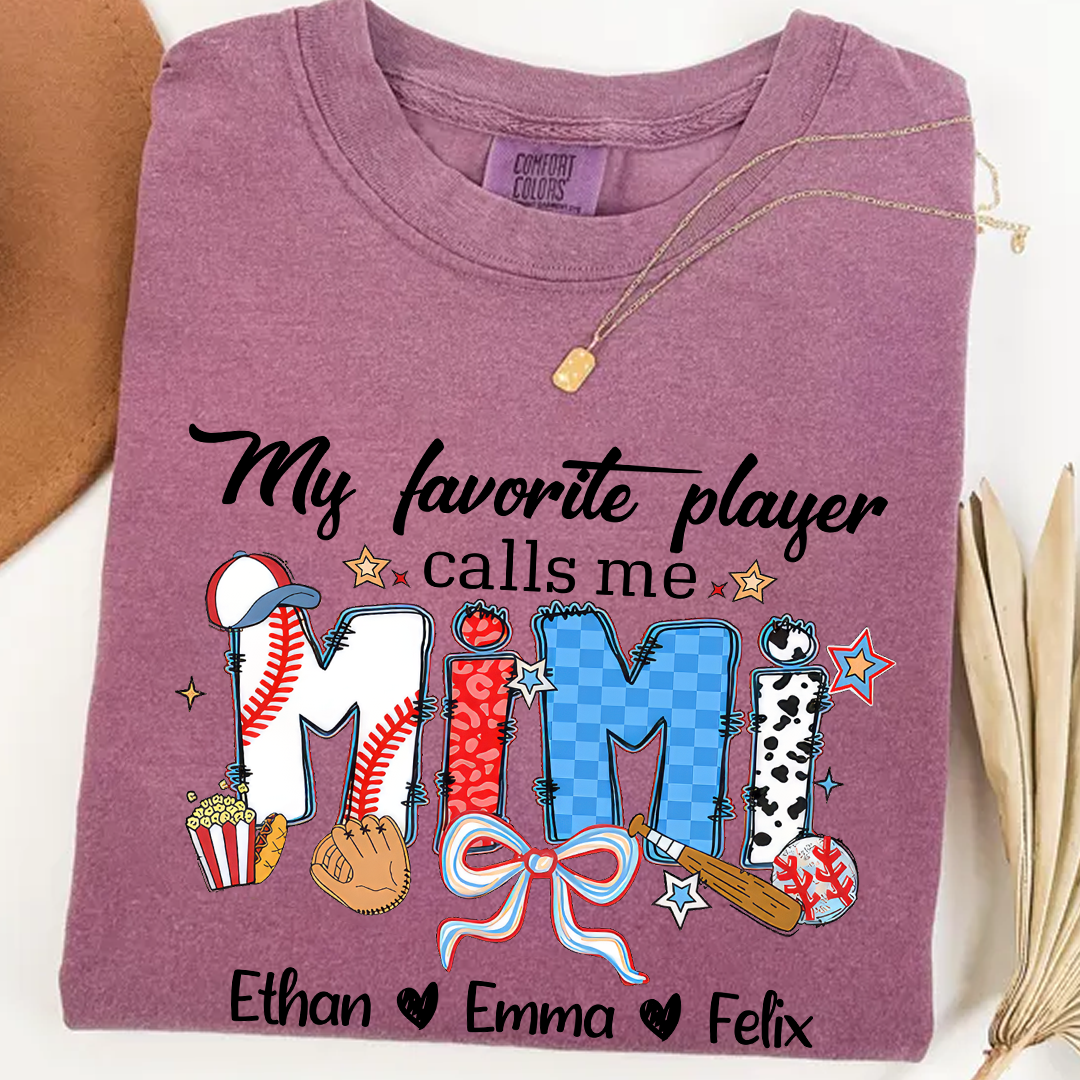 Comfort Colors® My favorite Player Calls Me Grandma Baseball Shirt, Gift For Grandma T-Shirt