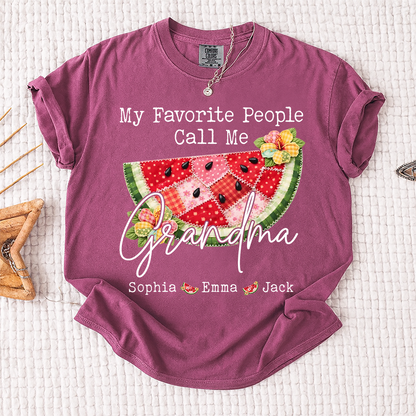 Comfort Colors® Custom Grandma Watermelon Shirt, Personalized Grandkids Names Shirt, Cute Summer Family Gift for Grandma Nana Mimi Gigi