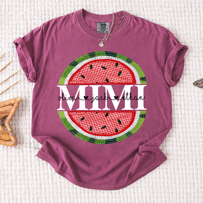 Comfort Colors® Mimi Patchwork Watermelon, Custom Mimi Gift for Grandma, Family Love