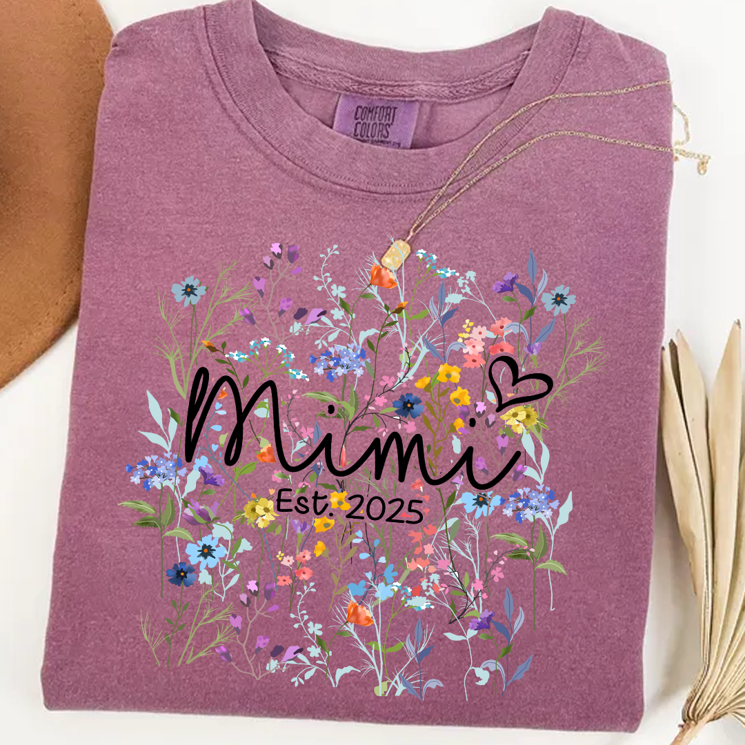 Comfort Colors® Mimi Heart Wildflower And Grandkids Shirt Gift for Grandma, Mother's Day, Birthday