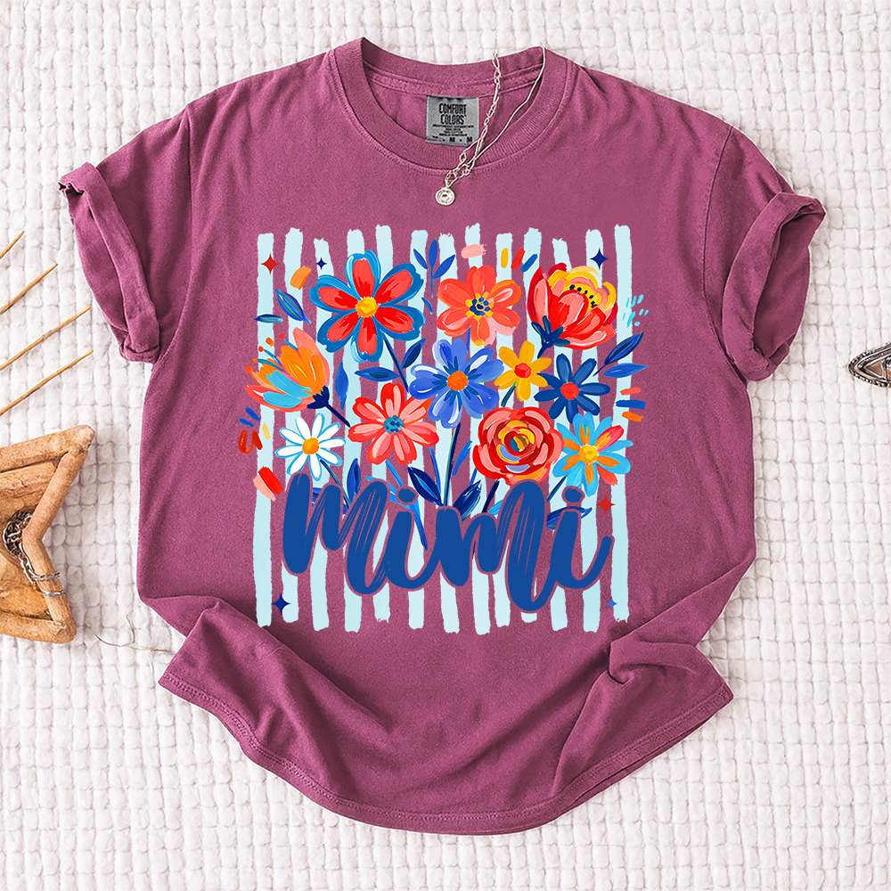 Comfort Colors® Personalized Nana American Flag T-Shirt, Custom Nana, Gigi, Mimi, Mama Design, Patriotic Family Shirt, Gifts for 4th of July, Independence Day