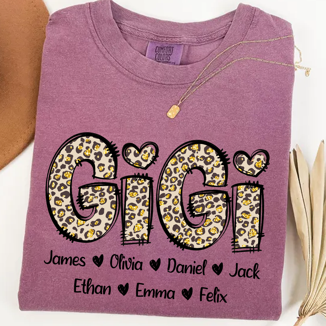 Comfort Colors® Gigi Leopard Trend Shirt, Custom Grandma With Grandkids, Gift for Grandma