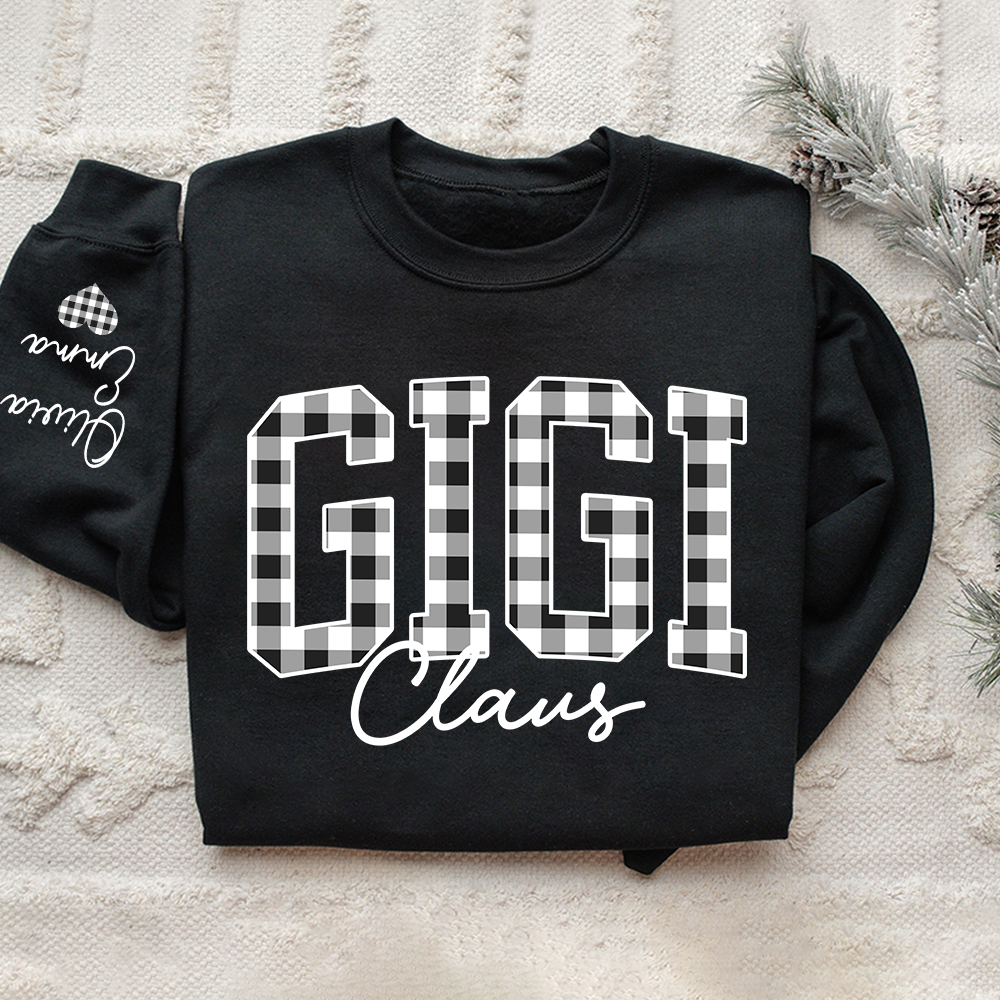 Custom Gigi Claus White Caro Christmas With Kids Sweatshirt